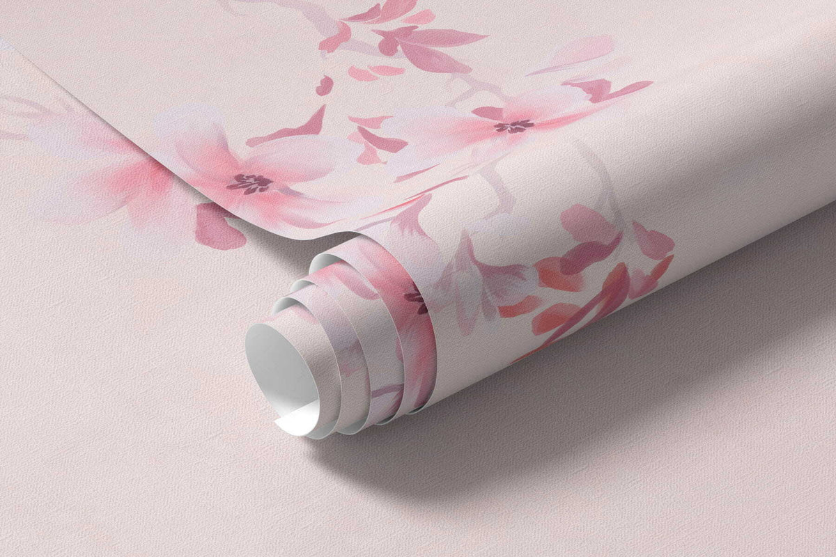 Papier peint Floraison en rose tendre
