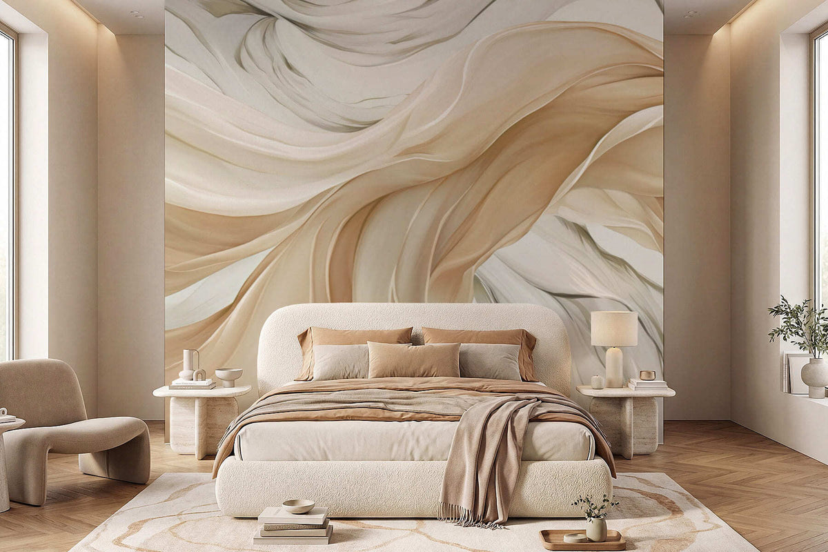 Papier peint Plis ivoire et sable