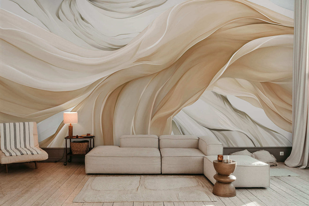 Papier peint Plis ivoire et sable