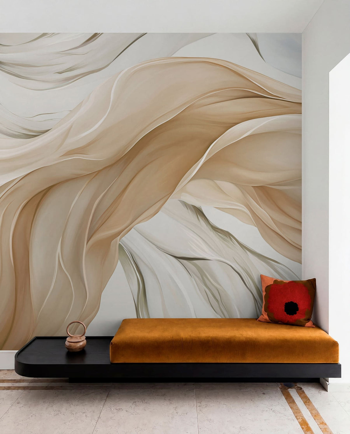 Papier peint Plis ivoire et sable