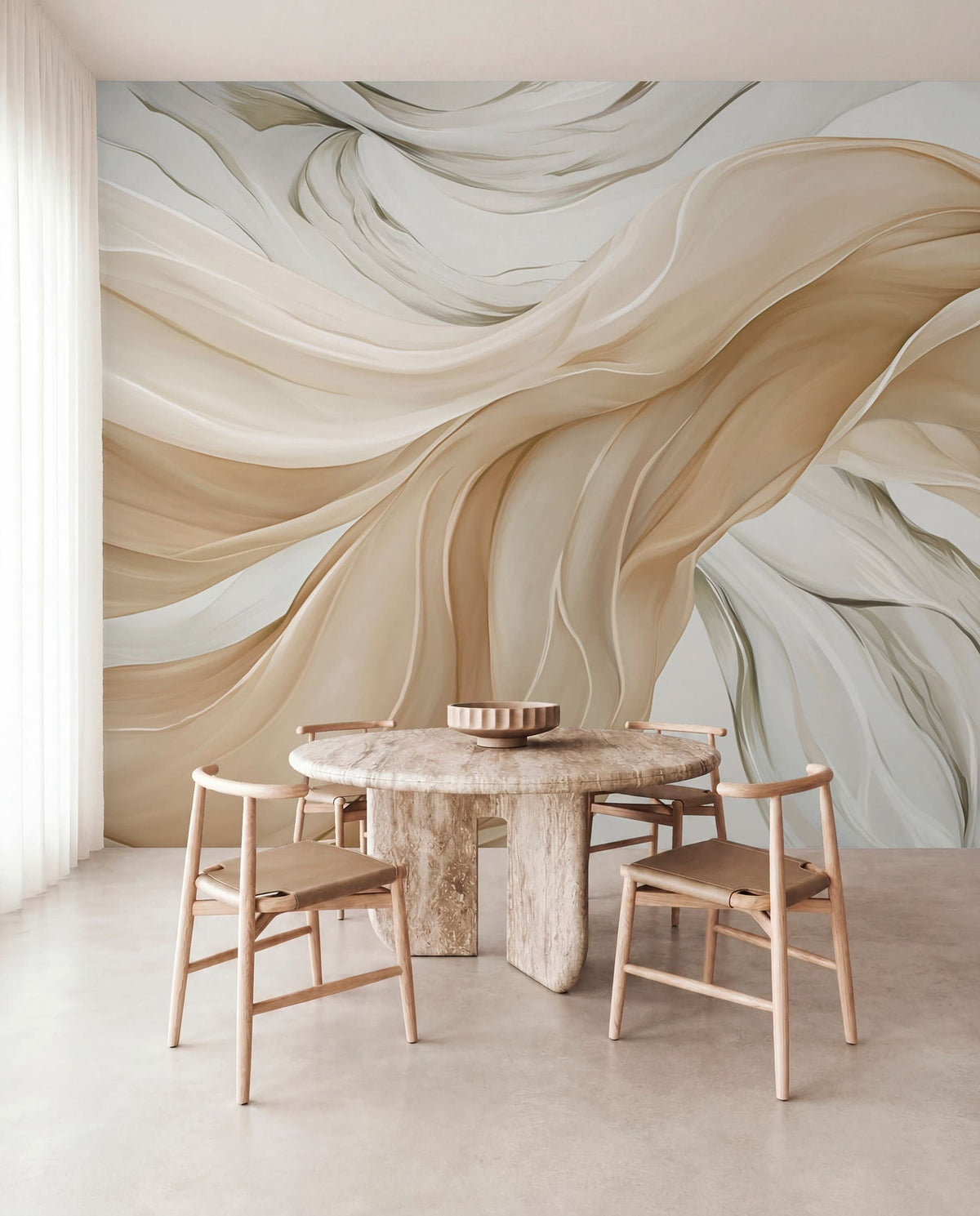Papier peint Plis ivoire et sable