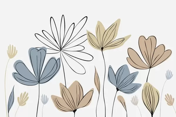 Papier peint Fleurs au trait fin
