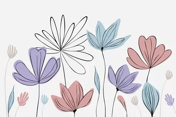 Papier peint Fleurs au trait fin