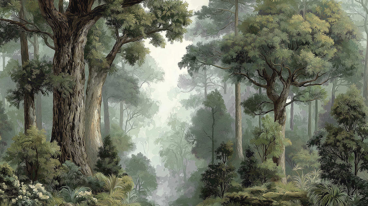 Papier peint Forêt à l'ombre — mise en situation