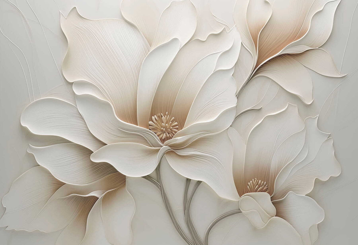 Papier peint Plis d’une fleur ivoire