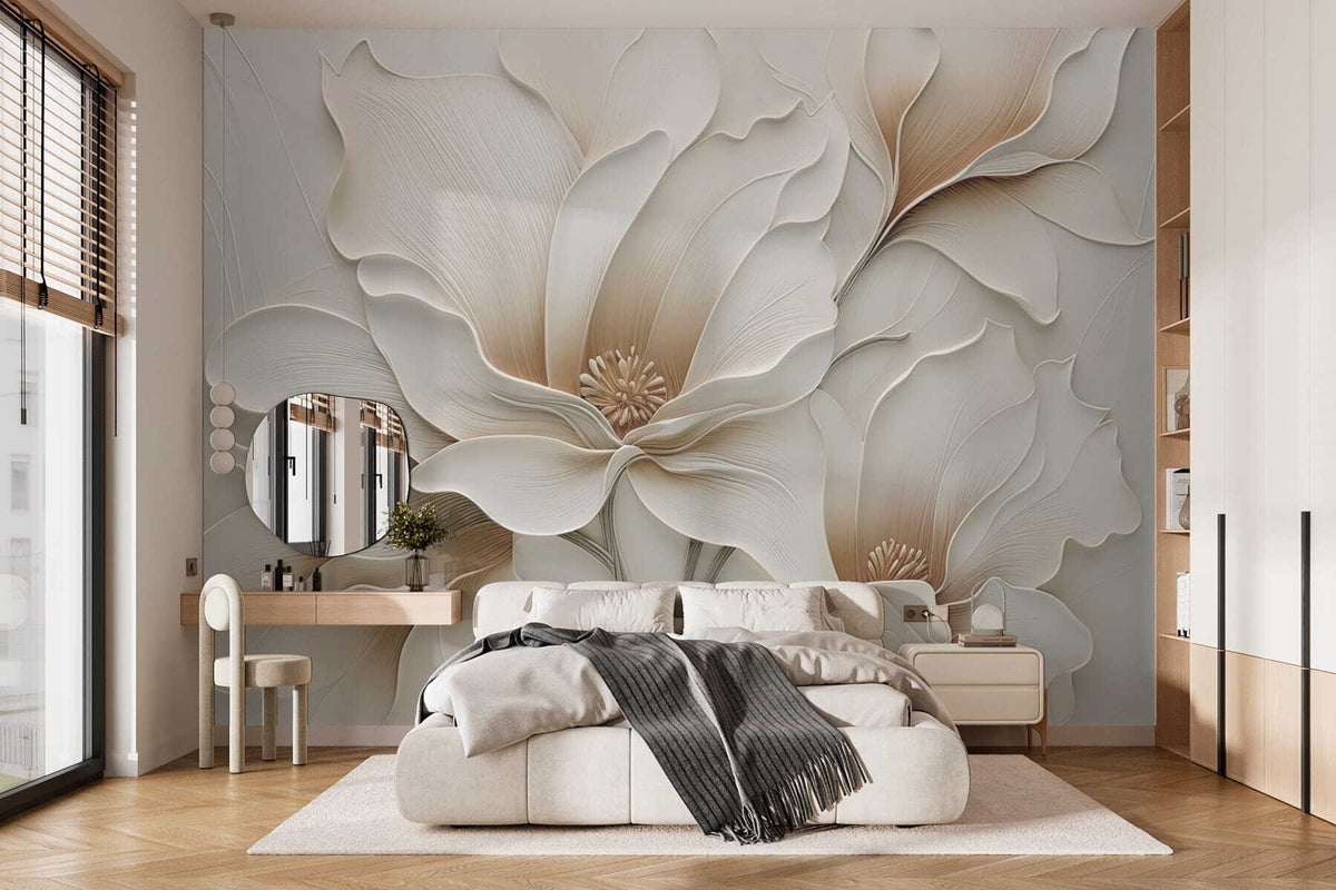 Papier peint Plis d’une fleur ivoire