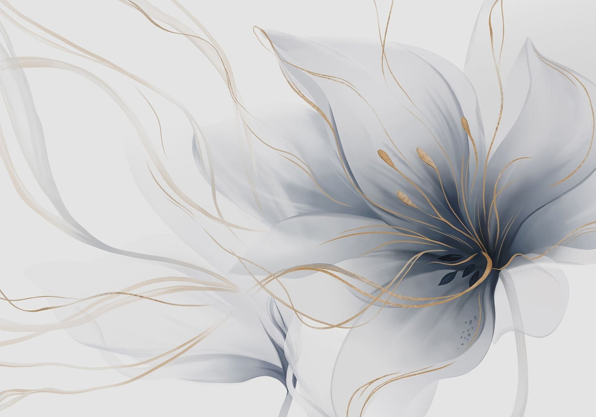 Papier peint Fleur bleue aux lignes fluides