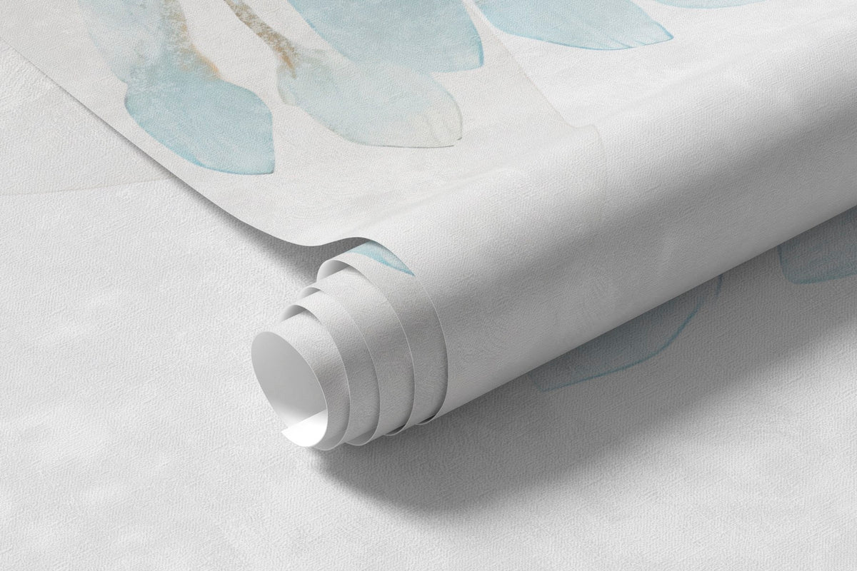 Papier peint Cascade de feuilles turquoise