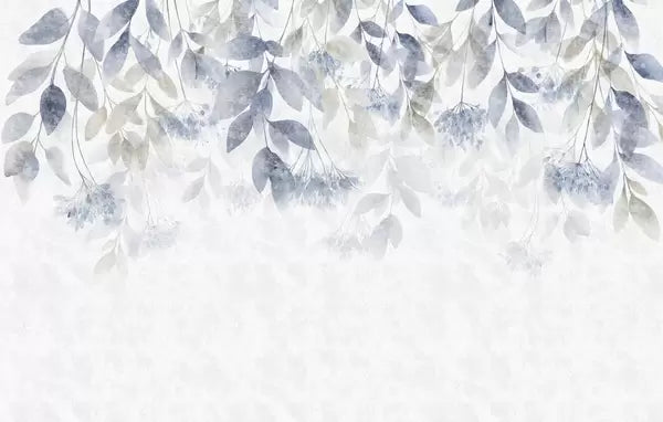 Papier peint Cascade de feuilles turquoise