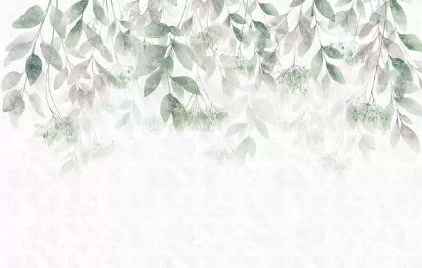 Papier peint Cascade de feuilles turquoise