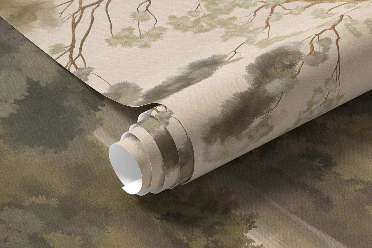 Papier peint Rivière derrière le bosquet