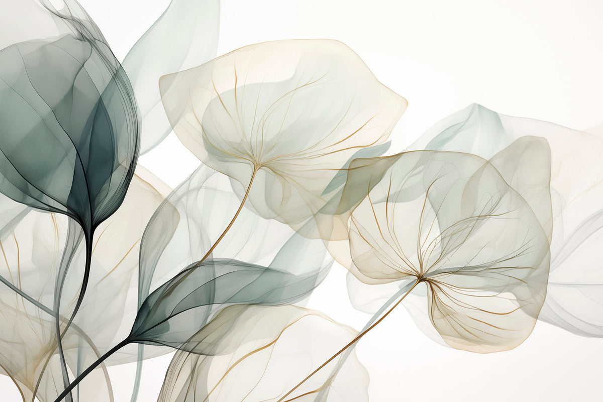 Papier peint Feuilles voilées — mise en situation