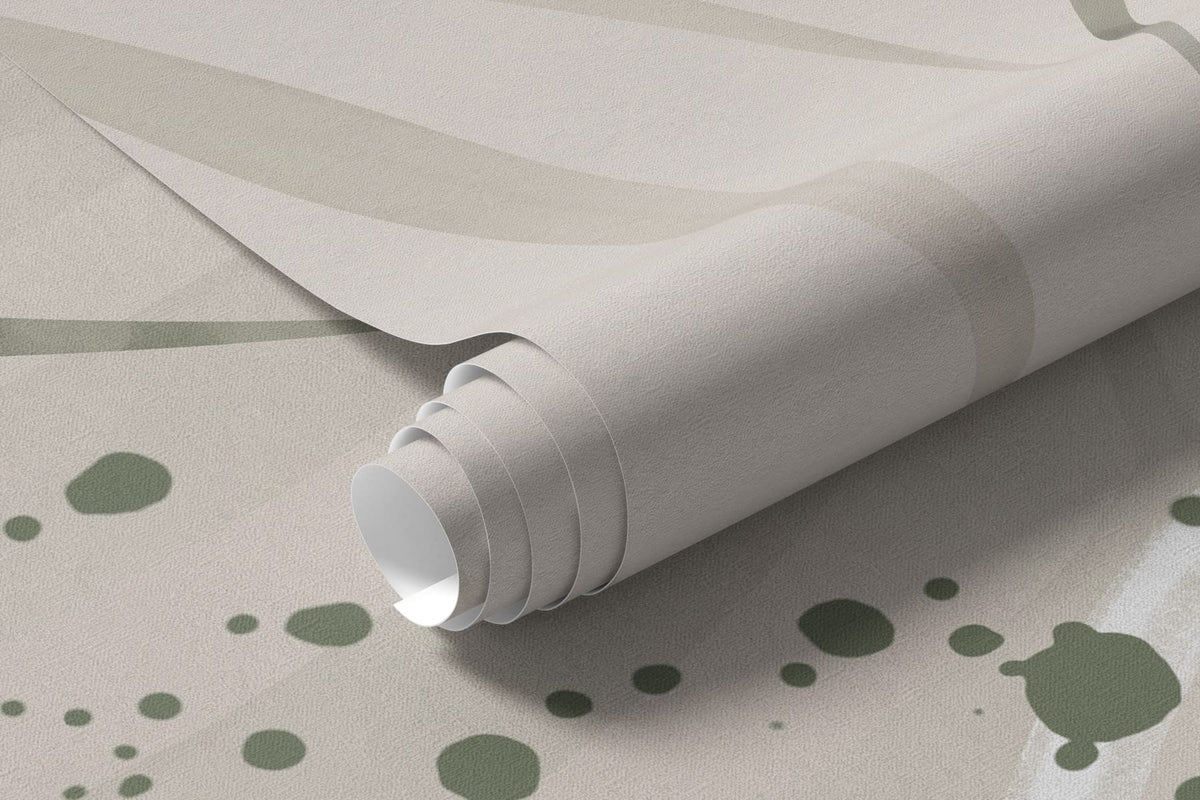 Papier peint Courbes de palmes olive