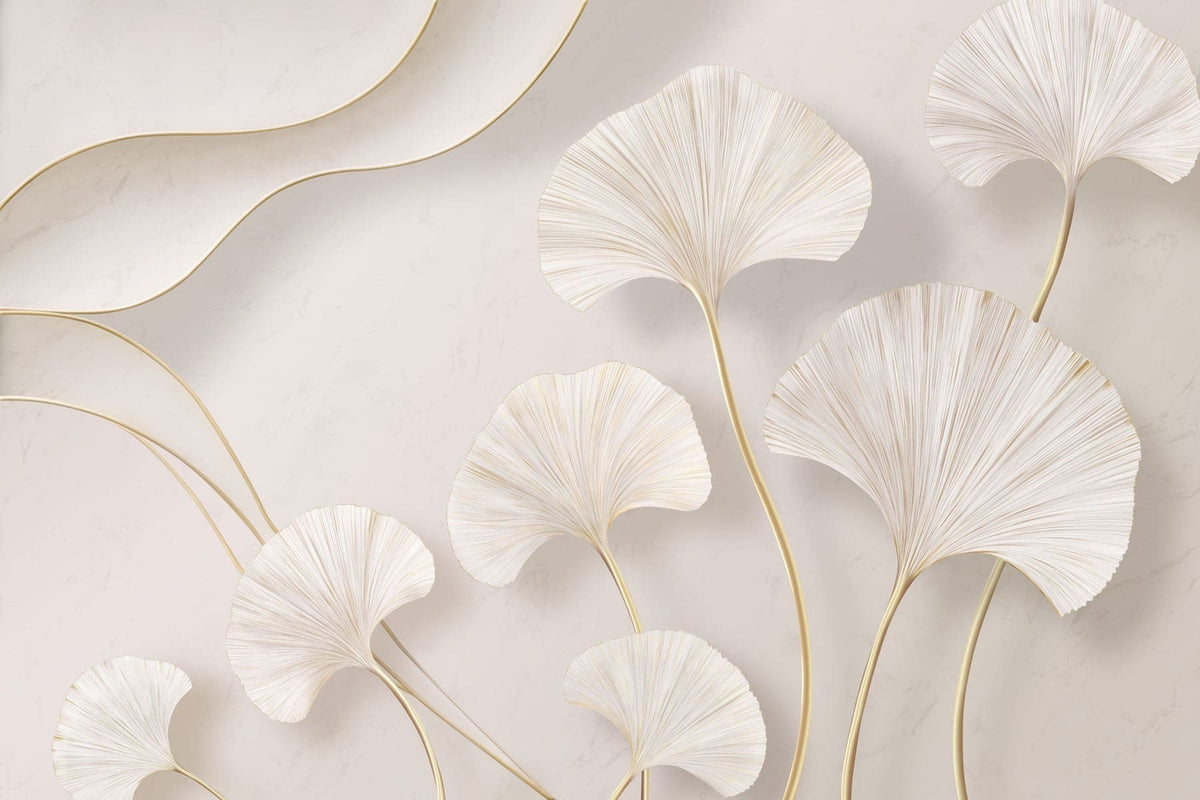 Papier peint Ginkgo ivoire — mise en situation
