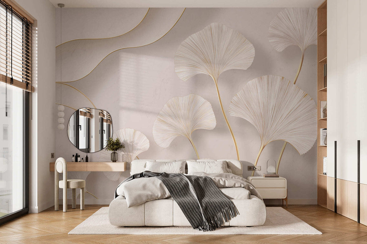 Papier peint Ginkgo ivoire
