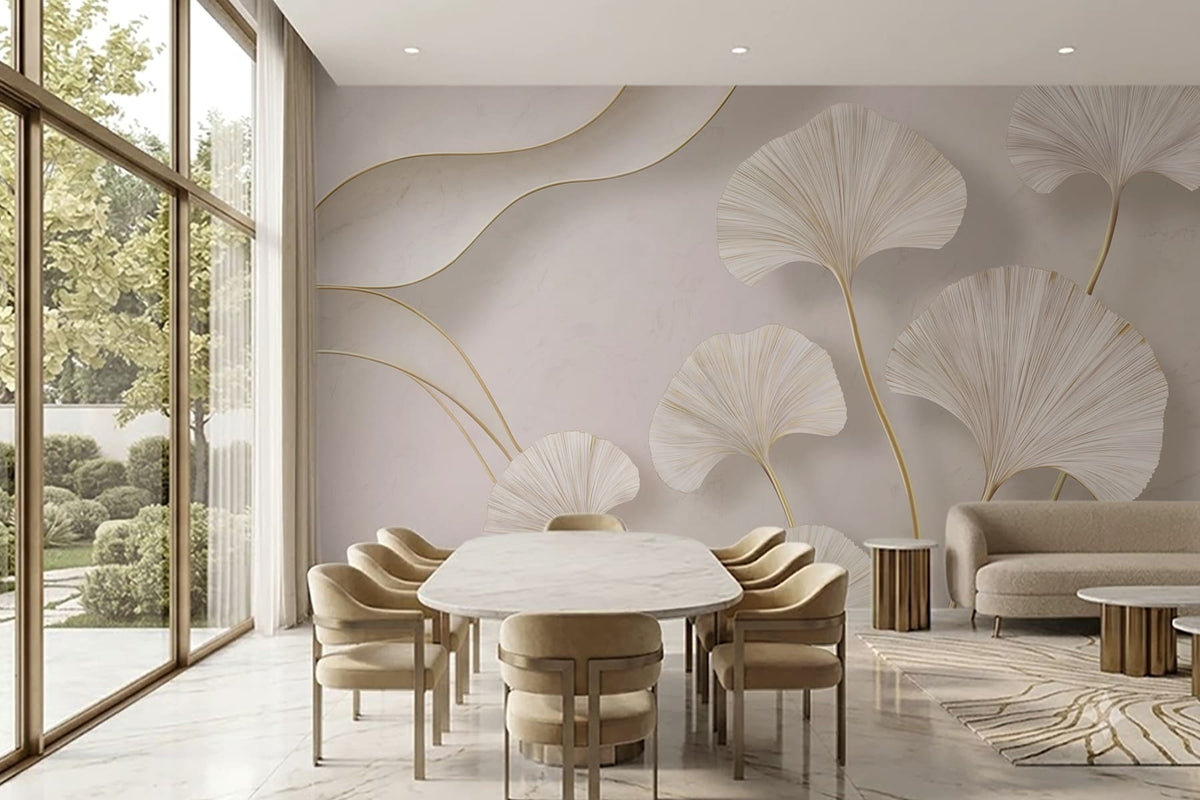 Papier peint Ginkgo ivoire