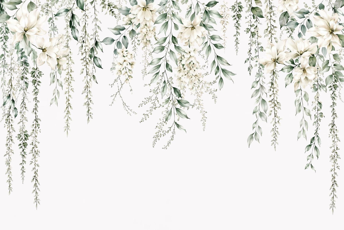 Papier peint Guirlandes de fleurs légères