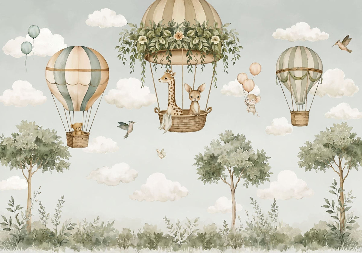 Papier peint Aventures en montgolfière — mise en situation