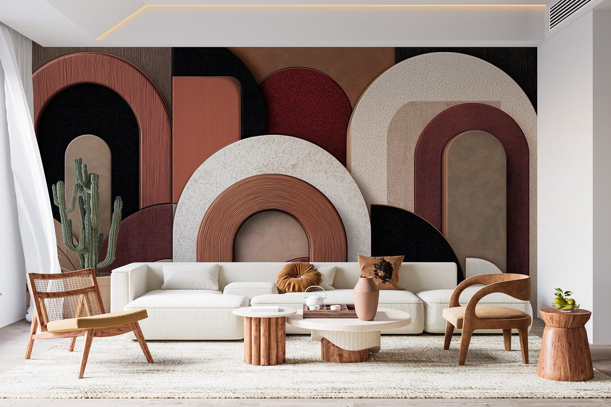 Papier peint Arches argile et bordeaux