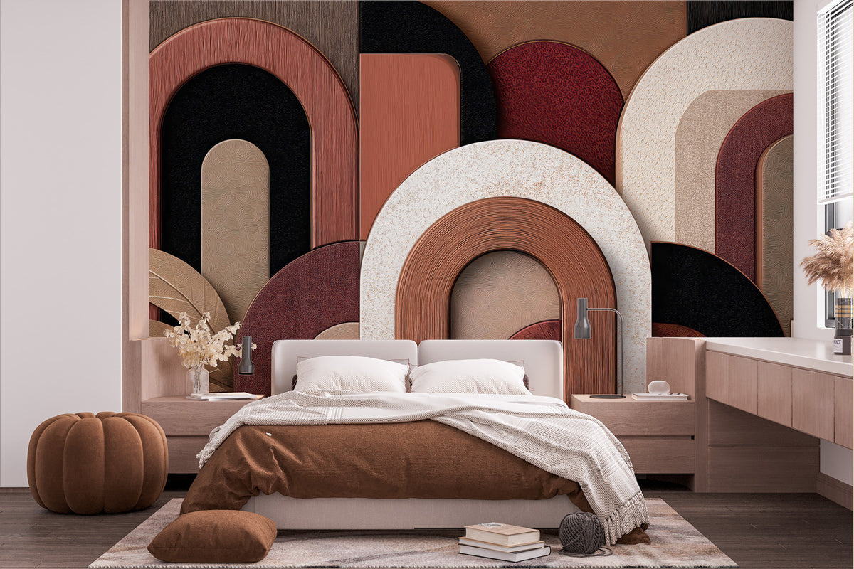 Papier peint Arches argile et bordeaux