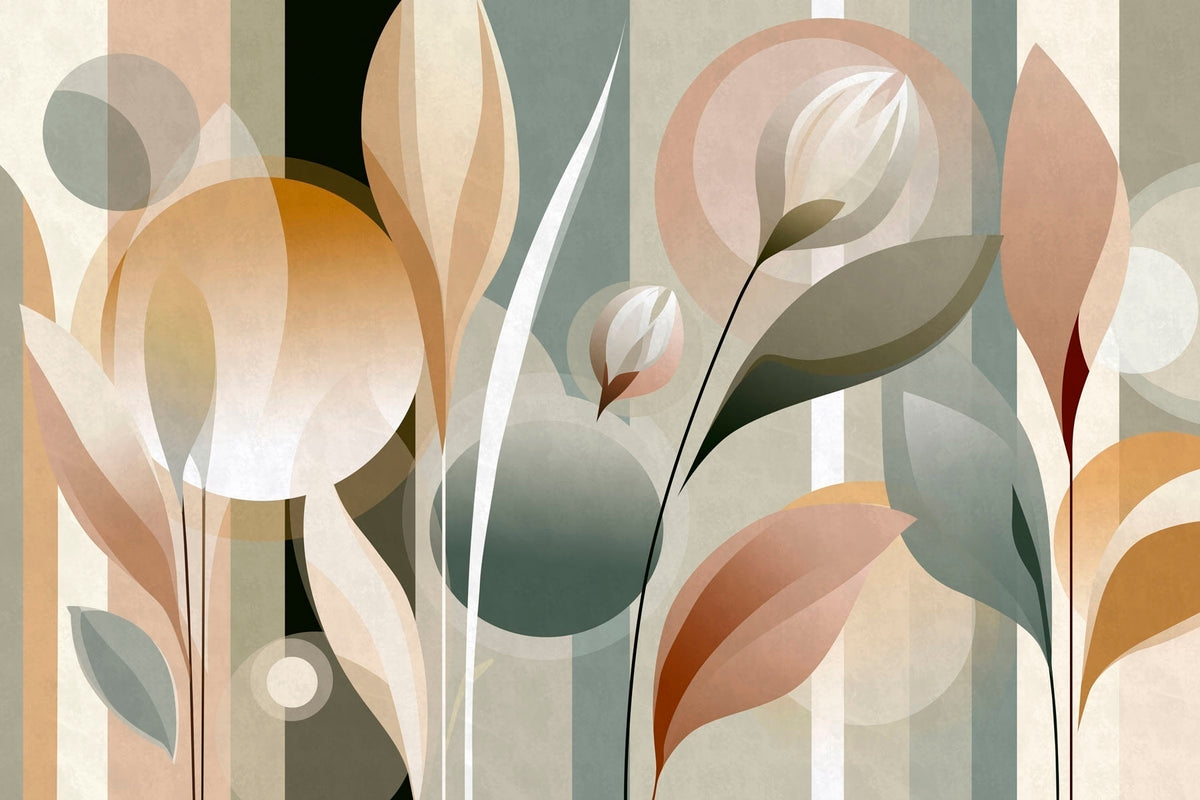 Papier peint Formes botaniques graphiques — mise en situation