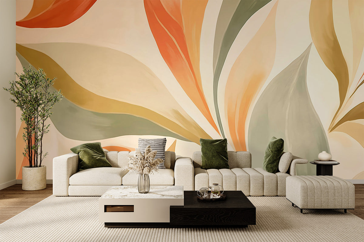 Papier peint Feuillages ocre