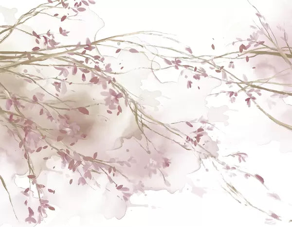 Papier peint Rameaux fleuris bleus