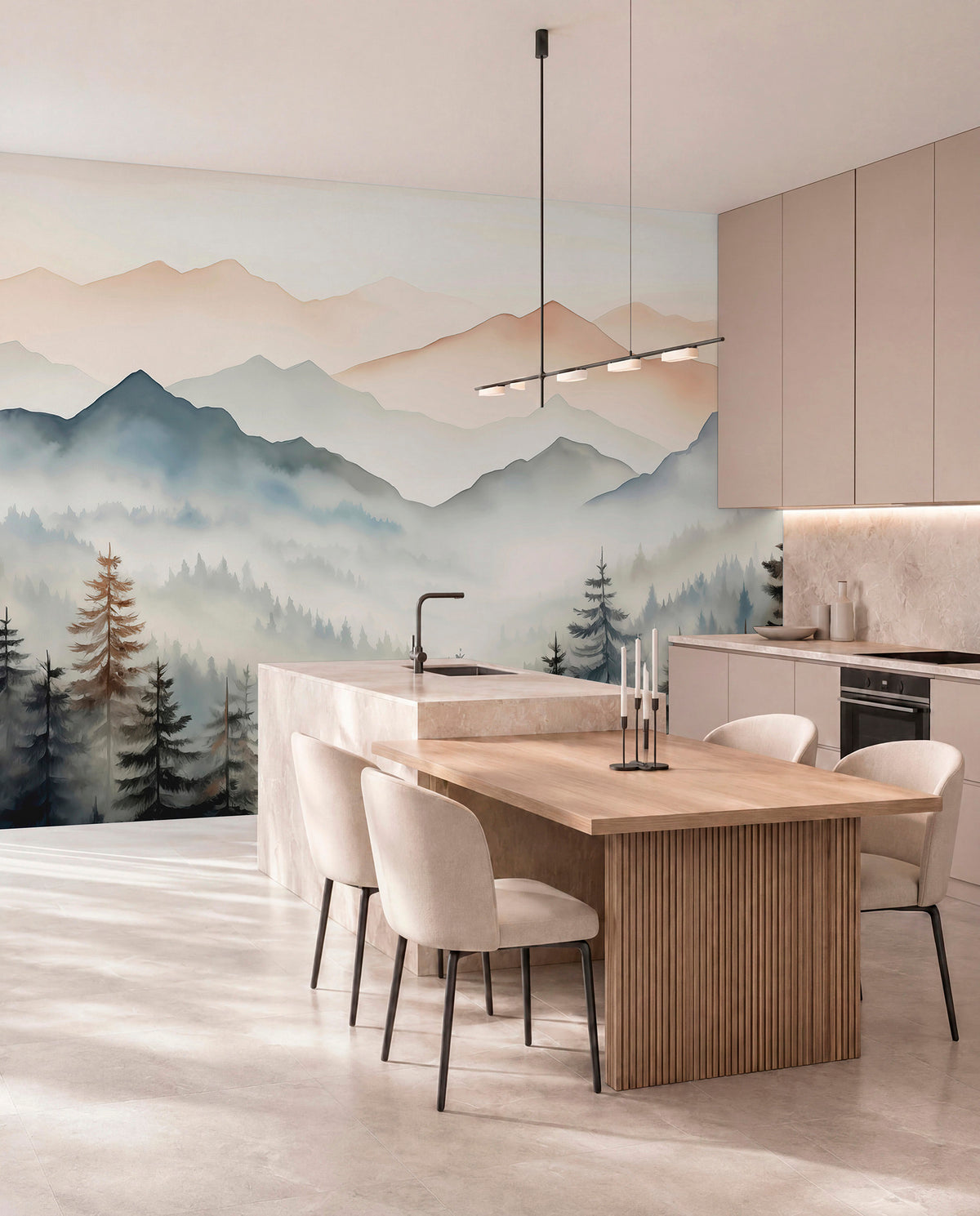 Papier peint Crêtes derrière la forêt