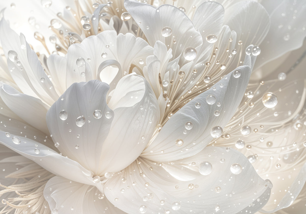 Papier peint Rosée sur les pétales blancs