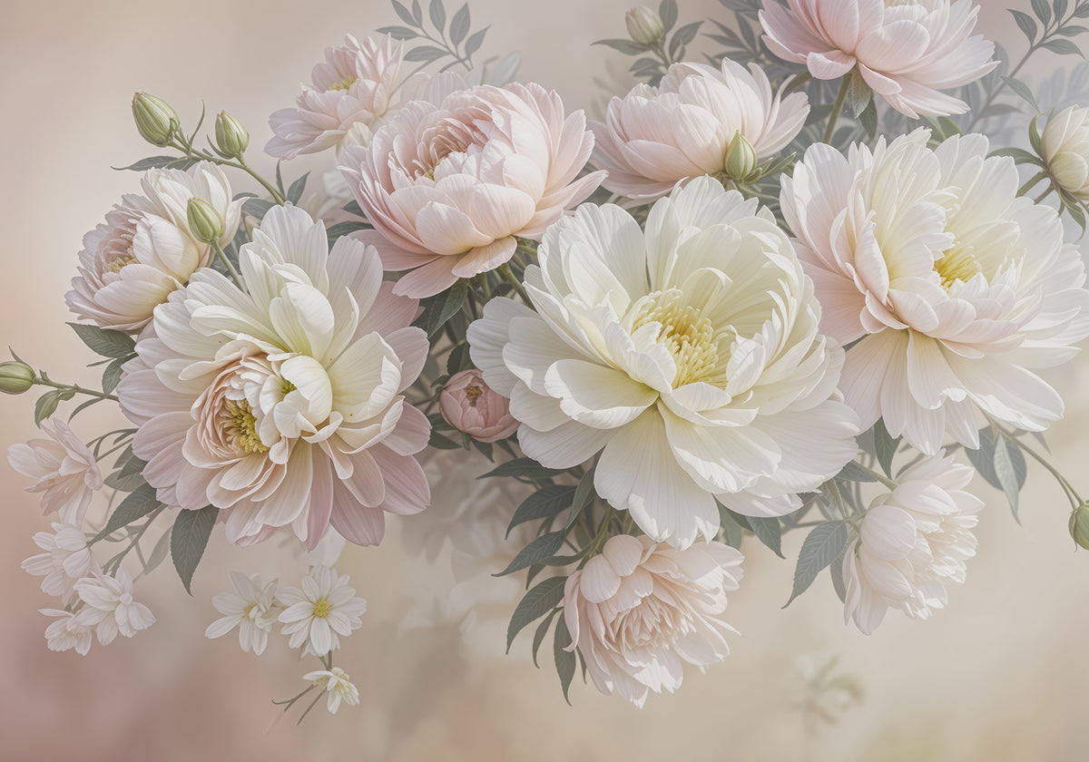 Papier peint Jardin de pivoines