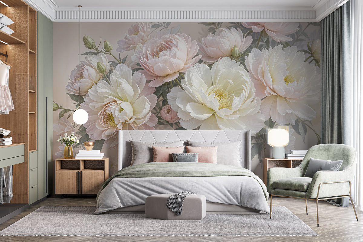 Papier peint Jardin de pivoines