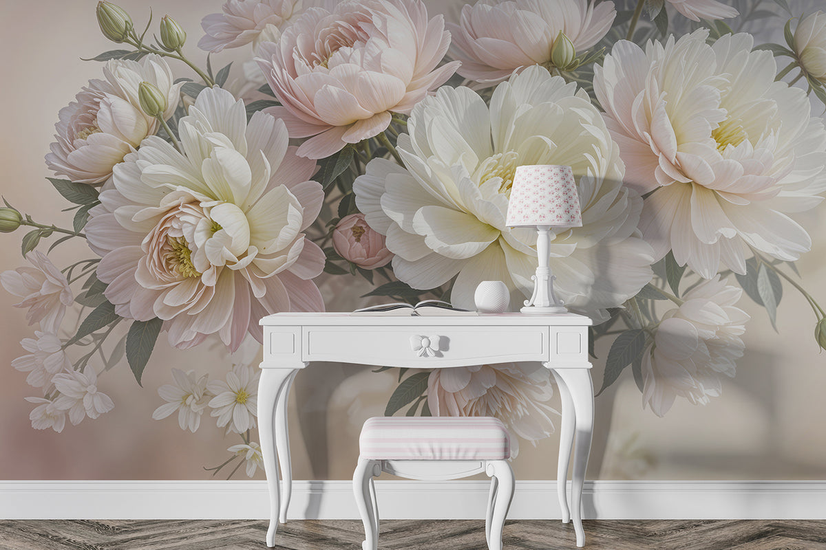 Papier peint Jardin de pivoines