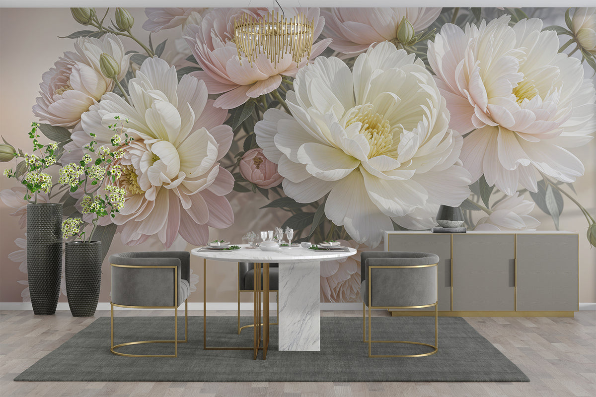 Papier peint Jardin de pivoines