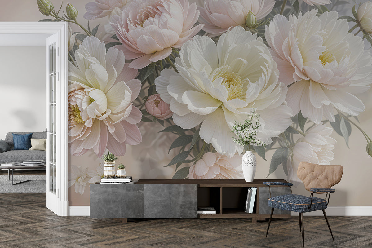 Papier peint Jardin de pivoines