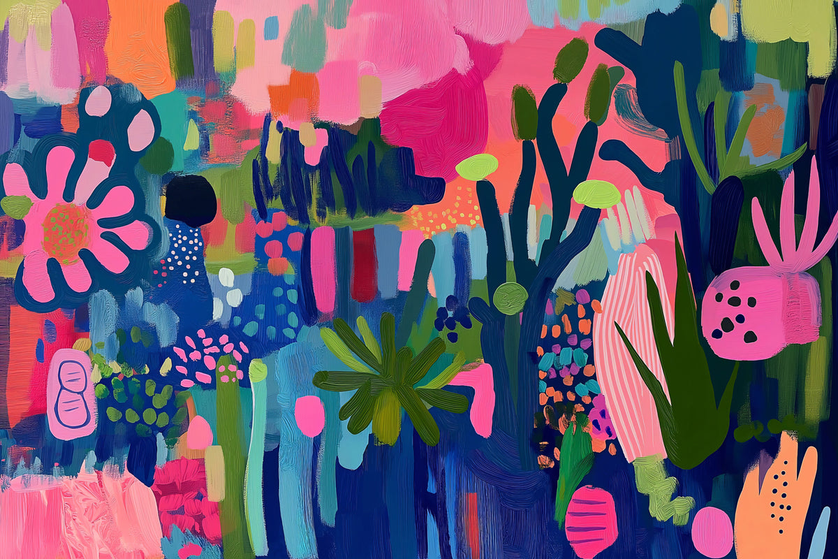 Papier peint Collage de jardin éclatant — mise en situation
