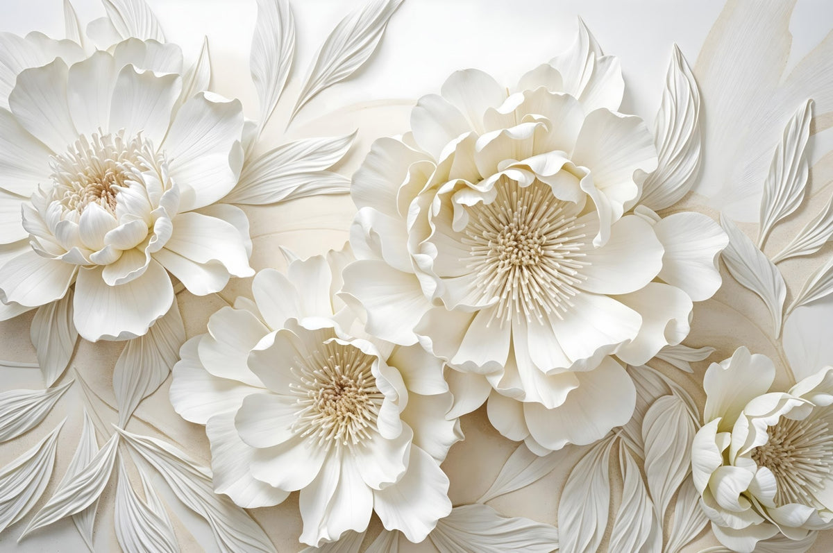 Papier peint Pivoines blanches