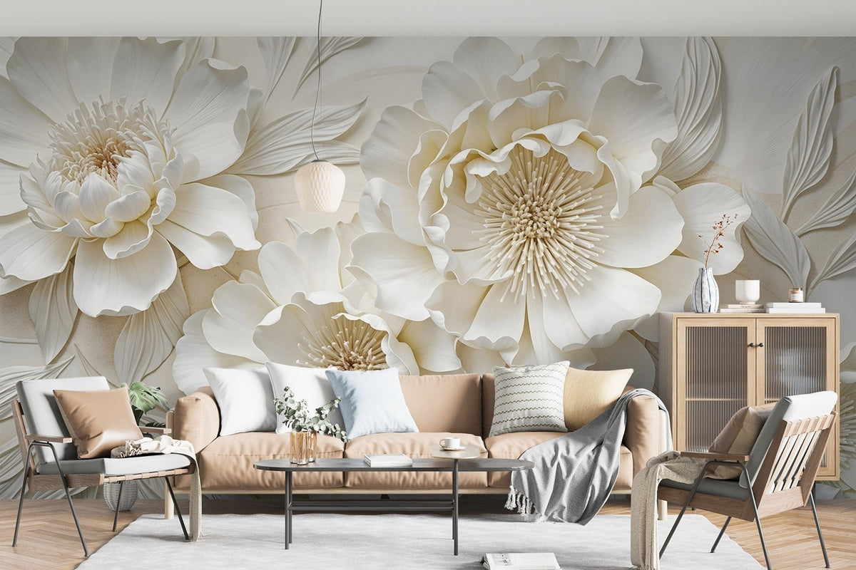 Papier peint Pivoines blanches