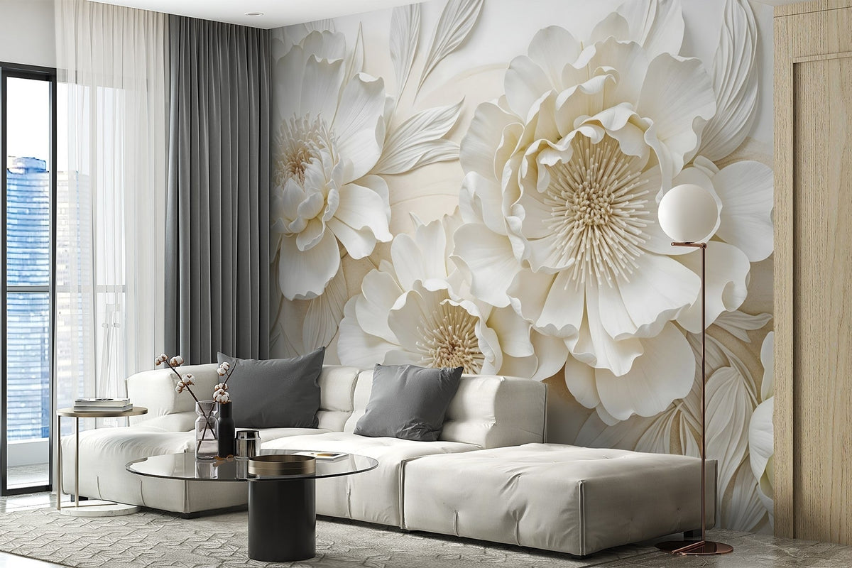 Papier peint Pivoines blanches