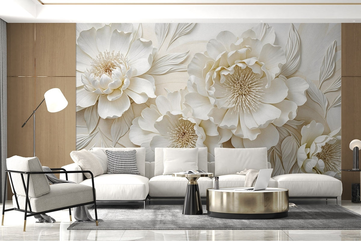 Papier peint Pivoines blanches