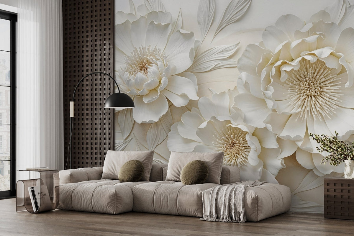 Papier peint Pivoines blanches