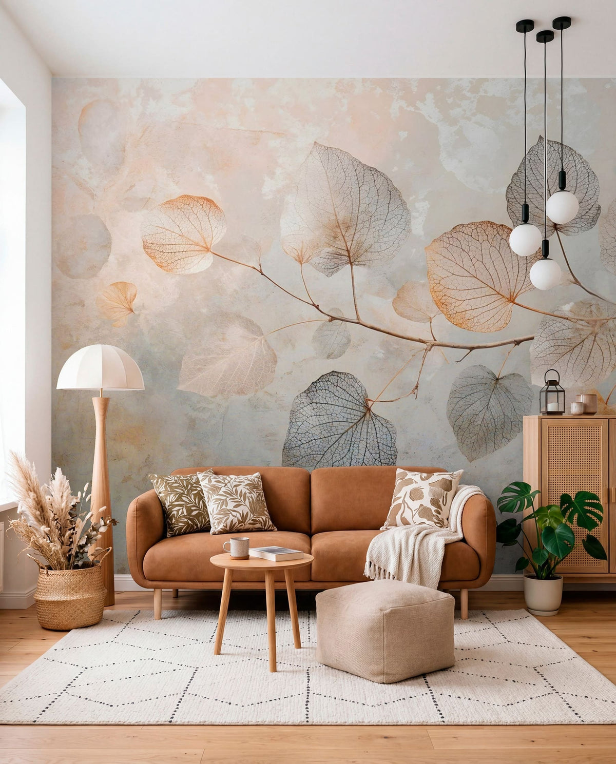 Papier peint Filigrane de feuilles