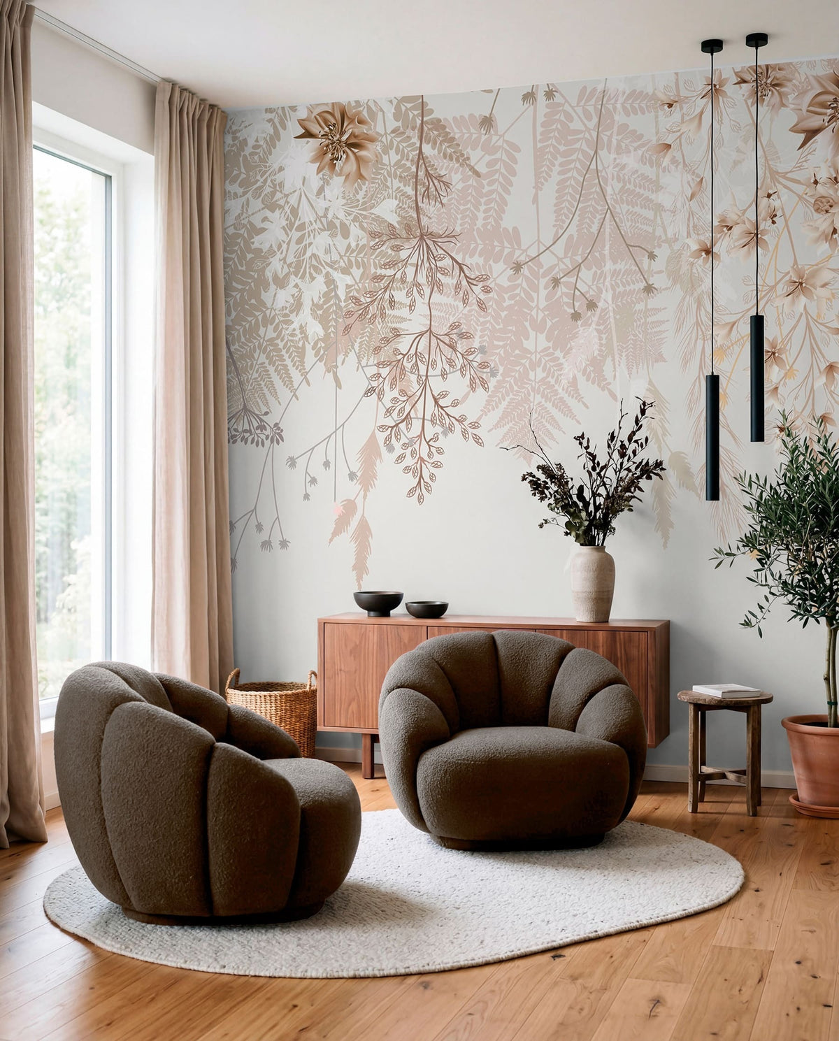 Papier peint Cascade de fleurs sauvages