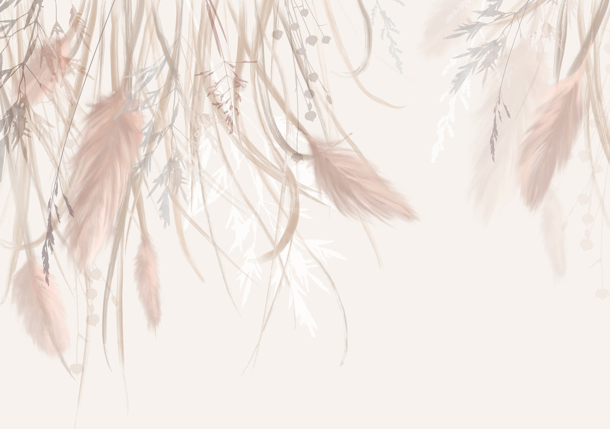Papier peint Pampas rosés