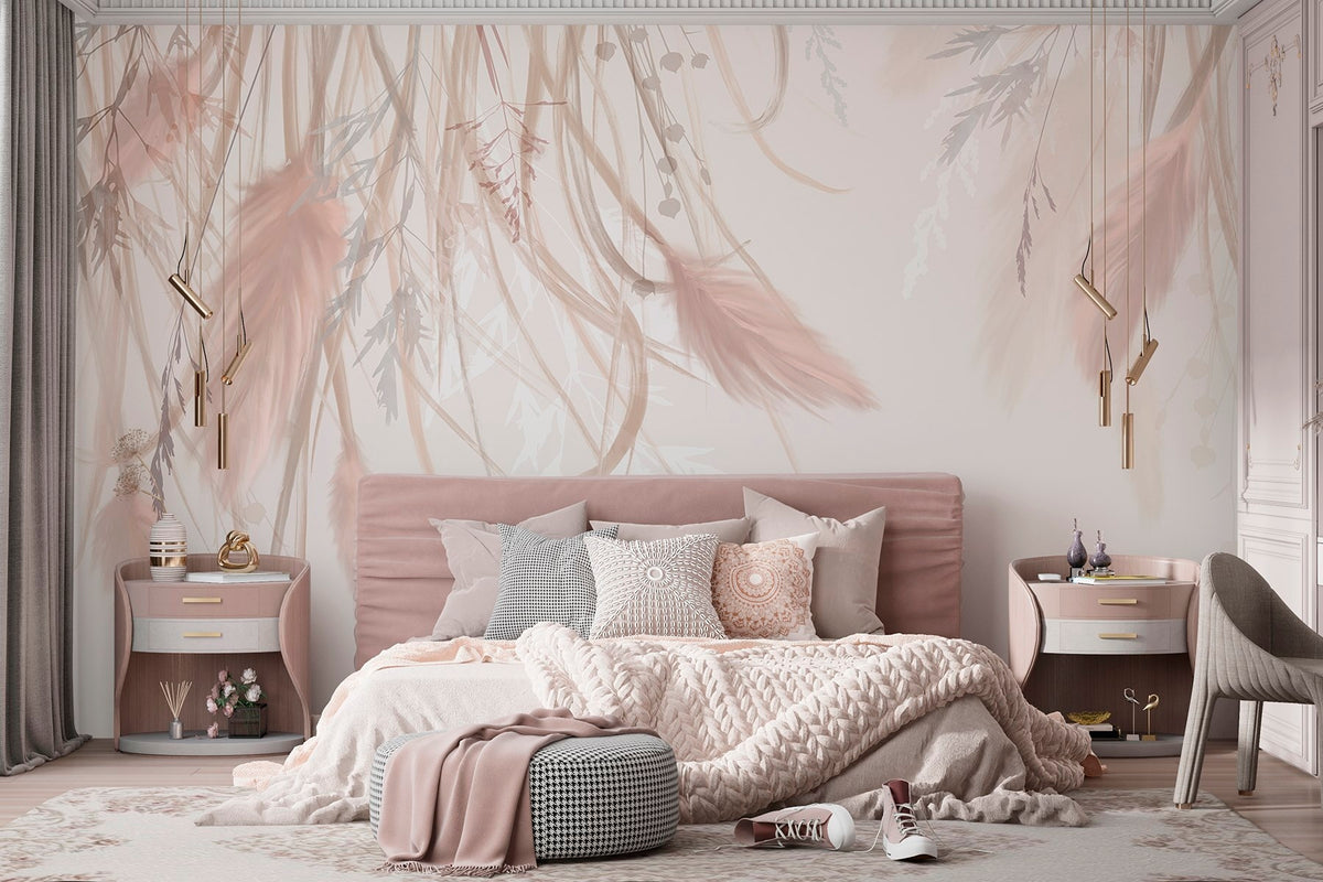 Papier peint Pampas rosés