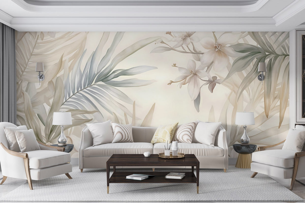 Papier peint Palmes tropicales pastel