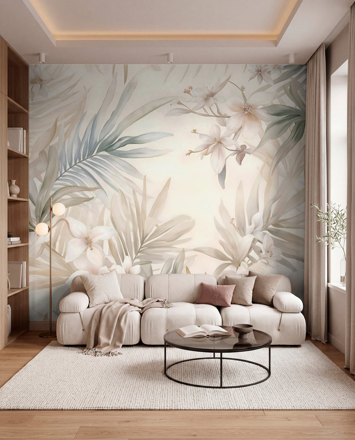 Papier peint Palmes tropicales pastel