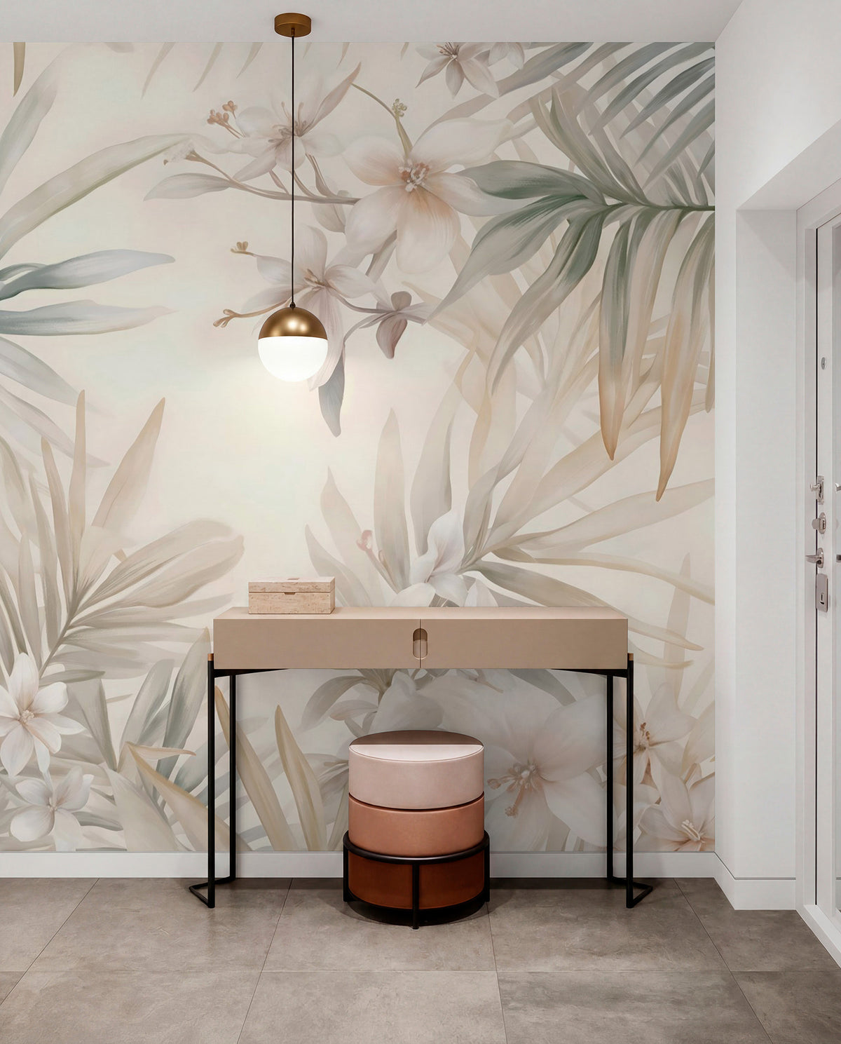 Papier peint Palmes tropicales pastel