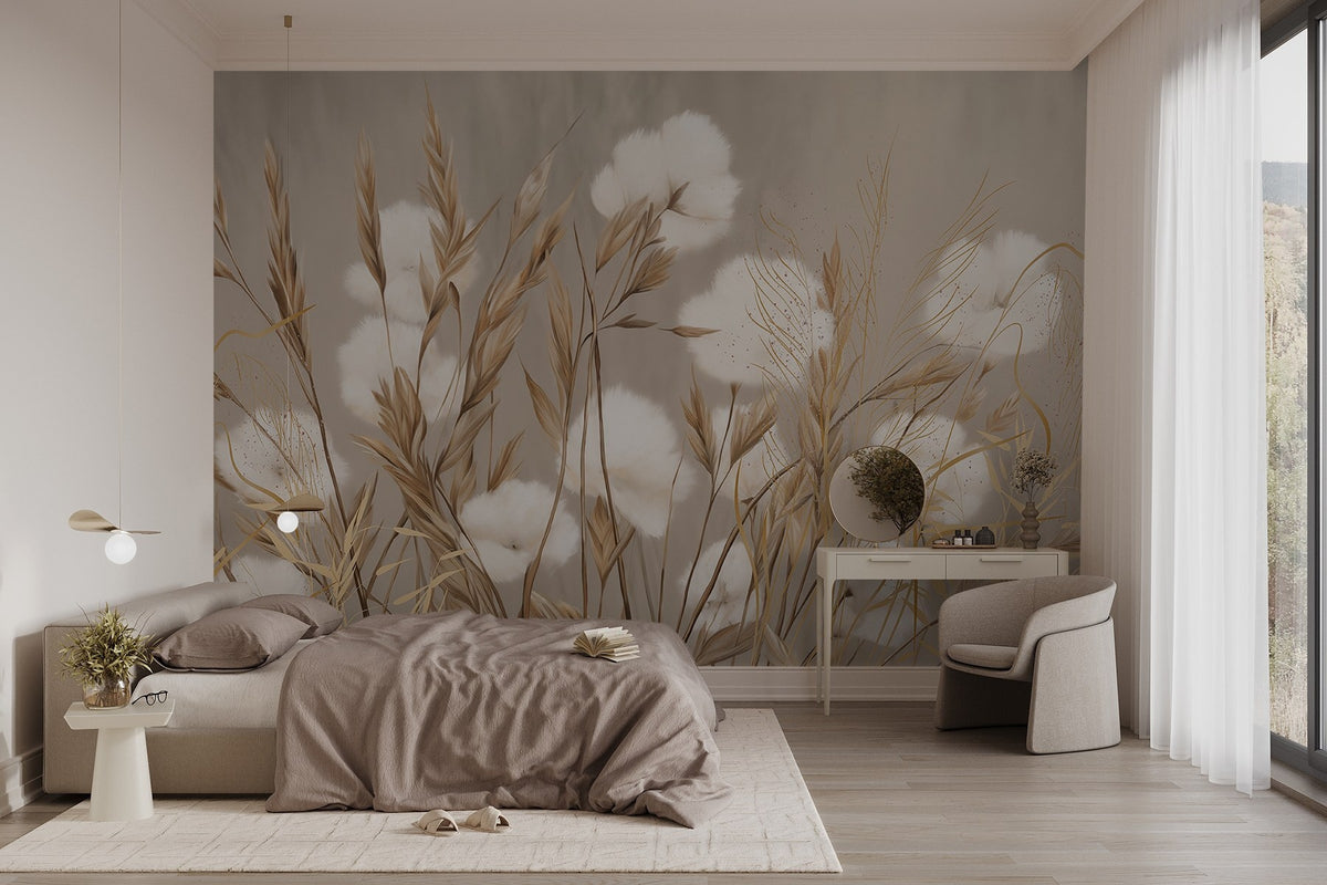 Papier peint Prairie ocre