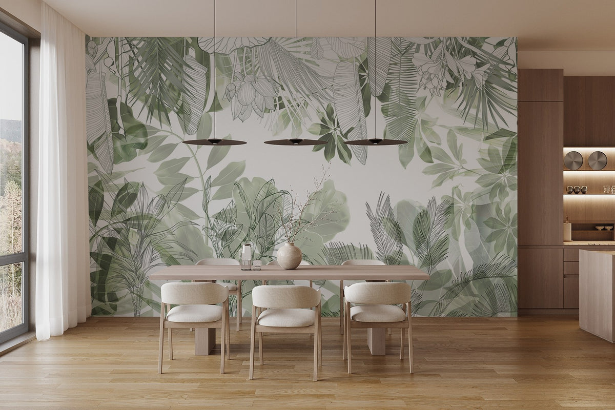 Papier peint Jungle au trait fin