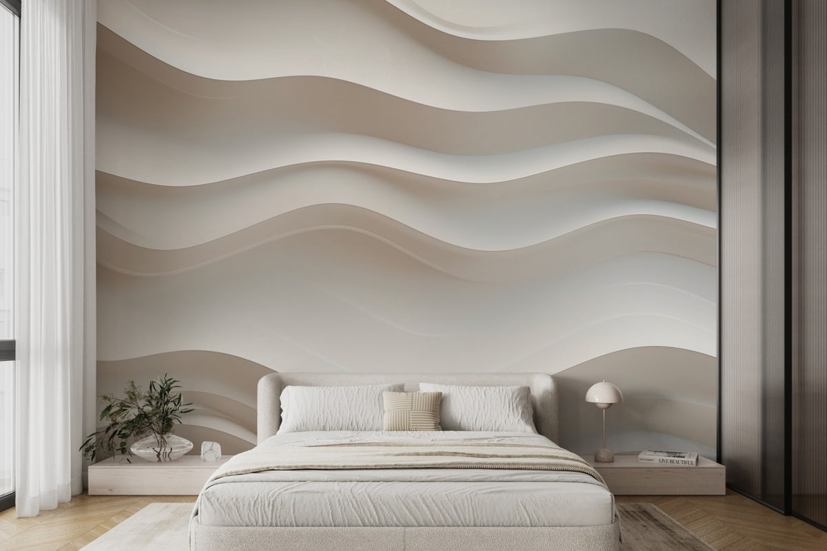 Papier peint Vagues ivoire, ombres douces